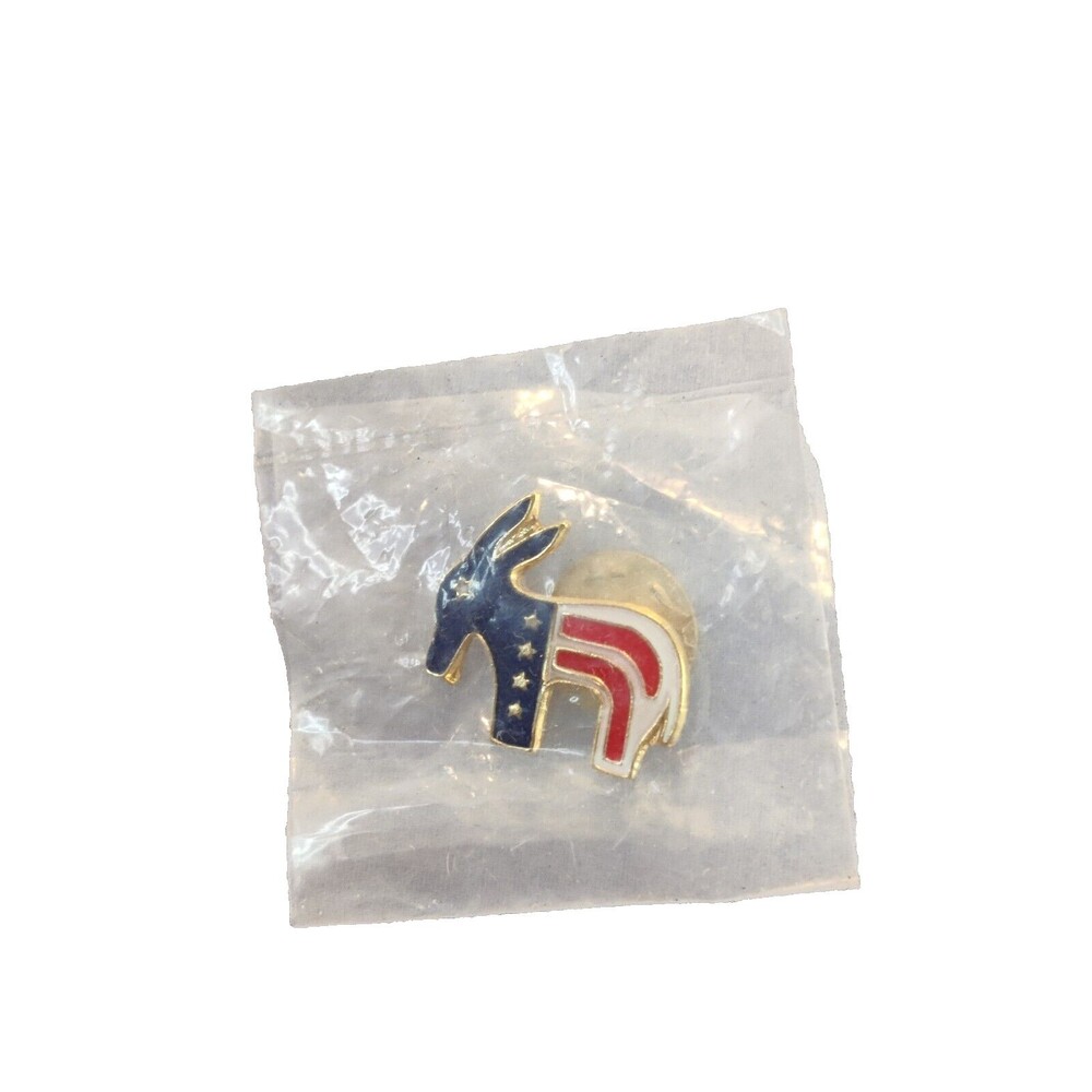 Vintage Democrat Donkey USA Gold Tone Lapel Pin (CC) Flag Pin-New